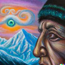 someone gazing at Mount Everest, painting by Amanda Sage generated by DALL·E 2